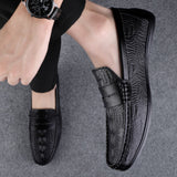 Super Soft Men's Moccasins Slip On Loafers Flats Casual Footwear Crocodile Microfiber Leather Shoes Mart Lion   