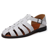 Men's Leather Sandals Trendy Summer Roman Shoes Casual Soft Beach Footwear Flats Mart Lion   