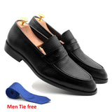 Classic Men's Penny Loafers Wedding Dress Shoes Handmade Genuine Leather Slip-On Footwear Office Formal MartLion Black EUR 42 