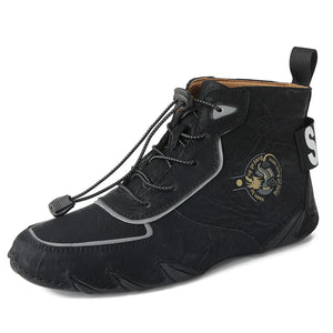 Men's Leather Ankle Boots Winter Warm Plush Snow Outdoor Sneakers Non-slip Winter Moccasins MartLion no fur black 12 