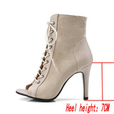 Women Dance Shoes Comfort Light Sandals High Heels Open Toe Gladiator Dancing Boots Woman's Mart Lion Beige-7CM 37 China