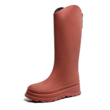 Women Rainboots PVC Waterproof Rubber Warm Fur Boots Non-slip Wear-resistant Knee-high Boots Zapatos Mujer MartLion brown 36 