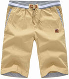 Casual Shorts Soft Sweatpants men's Breathable Clothing Twill Pants Elastic Summer Clothes Drawstring Mart Lion Khaki 32 
