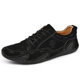 Men's Shoes Sneakers Casual Genuine Leather Lace Up Outdoor Footwear Loafers Luxury Driving MartLion 8897 black 39 