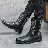 Men's Winter Crocodile Pattern Boots Trends Embroider Versatile Comfort Soft Sole Driving MartLion   