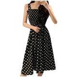 Women's Dresses  Summer  Loose None Sleeve Polka Dot Shoulder Dresses MartLion   