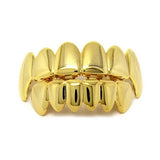 Hip Hop Gold Color Teeth Grills Set Men's Women Dental Jewelry Top Bottom Tooth Mouth Vampire Teeth Caps Cosplay Party Rapper MartLion Gold Vampire  