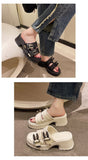 Women Platform Slippers Spring Summer Casual High Heel Shoes Ladies with Metal Designer Sandals Mart Lion   