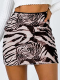 Women Floral Printed Mesh Summer Skirt Bodycon Polyester Mini Short Elastic Waist Casual MartLion Zebra S 