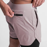 Summer Gym Jogging Exercise Shorts Men's Sports Fitness Quick-drying Double-layer Two-in-one Running Shorts MartLion Pink M 