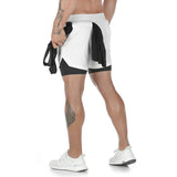 Camo Running Shorts Men's Gym Sports Shorts 2 In 1 Quick Dry Workout Training Gym Fitness Jogging Short Pants Summer Men's Shorts MartLion style1 White M(170cm 60kg) 