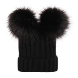 Winter Women Beanie Hats Faux Fur Ball Mother Kids Hats for Girls Boys Warm Knitted Bobbles Woman Cap Teenager Grils Beanies MartLion   