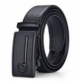 Men's Leather Belt Metal Automatic Buckle Work Black PU Strap MartLion   