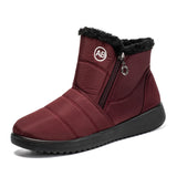 Waterproof Snow Boots Woman Winter Warm Plush Lined Boots for Women Leisure  Cotton Shoes Ladies MartLion Wine red 39 