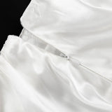 Office Lady Elegant Female Casual  Satin Mini Skirt Women Waist Vintage White Balloon Skirt MartLion   