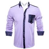 Barry Wang Luxury Red Paisley Silk Shirts Men's Long Sleeve Casual Flower Shirts Designer Fit Dress MartLion   