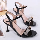 Women's Stiletto High Heel Dress Pumps Lady Evening Party Shoes with Rhinestone Sandals Heels Peep Toe Mart Lion Black 34 