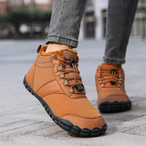 Zero Drop Men Barefoot Waterproof Winter Snow Hiking Thermal Fur Boots Wide toe Box Sneakers Men's Shoes MartLion   