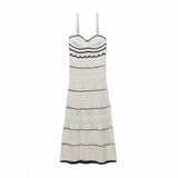 Women's Beach Style Crochet Hollow Slim Sling Sweater Long Dress MartLion   