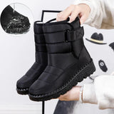 Waterproof Boots Women Casual Winter Warm Plush Soft Platform Snow Slip on Cotton Padded Shoes MartLion   