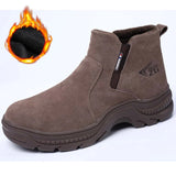 Leather Boots Men's Safety Shoes Waterproof Work Steel Toe Puncture-Proof Indestructible Shoes MartLion brownfur 38 