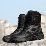 Men's Tactical Military Boots Casual Shoes Leather Army Motorcycle Ankle Combat Black Militares Hombre Mart Lion   