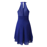 Summer Elegant Women Dresses Waist Cropped Layered Solid Halter frock MartLion   