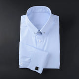 French cuff shirt men Empire collar slim-fit British  striped shirt men MartLion 006 38 