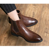 Chelsea Boots Men's Shoes PU Brown Versatile Casual British Style Street Party Wear Classic MartLion   