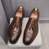 Brogue Dress Shoes Men's Formal Social Antumn Leather Classic Oxfords Zapatos De Hombre Elegantes Mart Lion   
