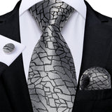 Gray Striped Paisley Silk Ties For Men's Wedding Accessories 8cm Neck Tie Pocket Square Cufflinks Gift MartLion SJT-7461  