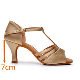 Adult Latin Dance Shoes Women's High-heeled Soft-soled Dancing Indoor Practice Sandals Summer Tango Jazz MartLion Light color heel 7cm 34 