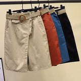 Skirt Pants for Women's Shorts Summer Wide Leg Blue  Waist Pockets Woman Short MartLion   