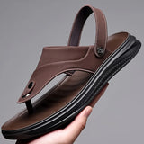 Summer Flip flops Men Sandals Leather Mens Casual Shoes Outdoor Men Leather Sandals for Men Beach Shoes Roman Shoes MartLion