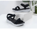 Casual Open-toe Women Sandals Non-slip Solid Color Hook Loop Platform Summer Beach Shoes MartLion   