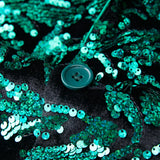 Men's Shiny Green Sequins Blazer Stylsih Shawl Collar One Button Tuxedo Floral Suit Jacket Party Wedding Groom Homme MartLion   