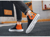 Orange Heart-shaped Lovers High Top Sneakers Women Cardioid Embroidered Canvas Shoes Couple Espadrilles Casual Flats MartLion   