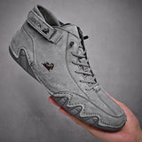 Men's Boots Casual Shoes High Top Luxury Sneakers Warm Leather Loafers Motorcycle MartLion Grey 38 