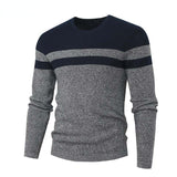 Spring Men's Round Neck Pullover Sweater Long Sleeve Jacquard Knitted Tshirts Trend Slim Patchwork Jumper for Autumn Mart Lion   