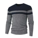 Spring Men's Round Neck Pullover Sweater Long Sleeve Jacquard Knitted Tshirts Trend Slim Patchwork Jumper for Autumn Mart Lion 05 gray L 