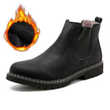 Genuine Leather Chelsea Boots Men's Winter Shoes Autumn Warm MartLion black Plush Inside 8.5 