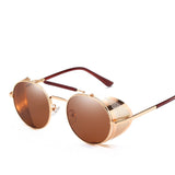 Retro Round Metal Sunglasses Steampunk Men's Women Brand Designer Glasses Oculos De Sol Shades UV Protection Mart Lion 4-Golden-Tea As Picture 