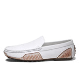 Golden Sapling Party Shoes Men's Slip on Loafers Elegant Casual Leather Flats Dress Moccasins MartLion WHITE 42 