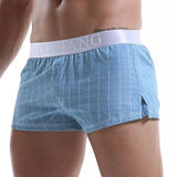 Men Cotton Boxers Shorts Loose Multicolor Male Plaid Underwear MartLion Blue L 1pc