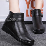 Winter Shoes women's genuine leather ankle Wedges boots Casual Warm Snow MartLion   