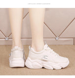 Gold white thick black bottom shoes female age season thick bottom  PU leather platform sneakers MartLion   