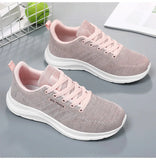 Spring and Autumn Women's Casual Sports Shoes Knitted Upper Breathable Shoes Pink Black MartLion   