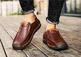 Handmade Leather Casual Men's Soft Shoes Design Sneakers Leather Loafers Moccasins Driving Mart Lion   