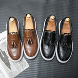 Flat Sole Leather casual shoes men's Slip loafers Leisure Spring Footwear Mart Lion   