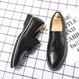 Brogue Dress Shoes Men's Formal Soft Split Leather Slip On Loafers Flat Work Footwear Mart Lion   